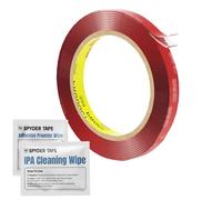 Spyder Tape 4910 Nastro Biadesivo Trasparente 6mm x 3m: Nastro Adesivo Heavy Duty Impermeabile per Luci LED, Targhe, Quadri - Ideale per Casa, Ufficio, Auto, Esterni - Adesione Superiore