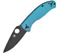 Spyderco C122TIBLBKP TENACIOUS BLU TI BLACK PLAINEDGE