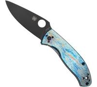 Spyderco Tenacious, Black D2, C122TIBLBKD2P Blue Flamed Titanium Disarray coltello da tasca