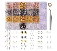 Spydge 3600 pezzi Kit per la Produzione di Orecchini Include ganci per orecchini, retro per orecchini, anelli per saltare, perni per orecchini, pinzette e apri per anelli di salto