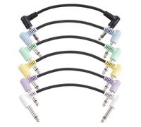 SPYMINNPOO 6 Cavi Patch di Chitarra da 6 Pacchetti, Angolo Retto 1/4 "Cavi per Pedali a Colori TS, Basso Rumore per il Pedale degli Effetti (18 cm)
