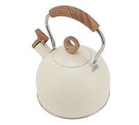 SPYMINNPOO Bollitore per il tè in Acciaio Inossidabile con Fischio Bollitore per L'acqua Durevole di Grande capacità per Fornello Elettrico a Gas del Soggiorno (2,5 litri) (Beige)
