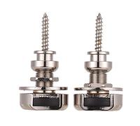 SPYMINNPOO Bottoni per Tracolla per Chitarra con Chiusura di Sicurezza Durevole per Basso Elettroacustico Argento 2 Pezzi per Musicisti (SILVER)