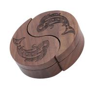 SPYMINNPOO Box di Archiviazione per Pick di Chitarra, Stile Tai Chi, Custodia per Pick in Legno in Noce, Chiusura Magnetica e Copertura Rotante