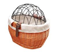 SPYMINNPOO Cestino per Animali da Bici, Cestino per Bici in Vimini per Cani di Piccola Taglia Cestino Anteriore per Animali Domestici con Copertura in Rete Metallica (Colore)