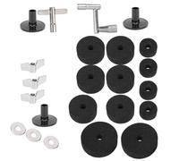 SPYMINNPOO Kit Piatti con Pad in Feltro, Antiscivolo, con Dadi e Rondelle, Migliora le Prestazioni dei Piatti, Adatto a Batteristi di Tutti i Livelli (BLACK)