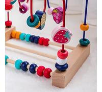 SPYMINNPOO Montagne Russe Educative per Bambini con Labirinto di Perline in Legno, Giocattolo Cognitivo a Colori, Allenamento Motorio Fine con Le per Bambini (Modello di Frutta)