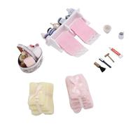 SPYMINNPOO Set da Bagno in Miniatura 1:12, con Pile di Asciugamani, Mensola, Cestino e Accessori, Decorazioni per Casa delle Bambole in Legno Massello