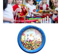 SPYMINNPOO Tamburo a Onde con Perline, Strumento a Percussione Educativo con Delicato Suono Dell'oceano, per Bambini, Adulti e Appassionati di musica. (Modello di cavallo blu con pesci da 8 pollici)