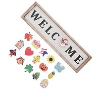 SPYMINNPOO Targa Stagionale per Porta in Legno Rustico con Icone Intercambiabili per Casa, Ufficio in Fattoria, Decorazione Ideale per la Porta D'ingresso per Tutte le Stagioni