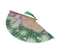 SPYMINNPOO Ventaglio Pieghevole Stile Elegante Verde Modello Unico Strumento di Raffreddamento Decorativo per Donne Portatile Portatile per Matrimoni Concerti 2 Pezzi di bambù