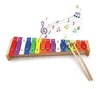 SPYMINNPOO Xilofono in Legno Colorato per Bambini, Pianoforte Educativo a Colpi di Mano, Xilofono a 15 Note per L'educazione Musicale Antica