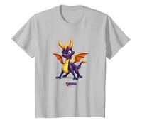 Spyro Purple Adorably Ferocious Dragon Action Pose Maglietta, Bambini, Argento, 12 Anni