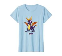 Spyro Purple Adorably Ferocious Dragon Action Pose Maglietta, Donna, Celeste, XS