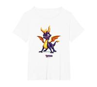 Spyro Purple Adorably Ferocious Dragon Action Pose Maglietta, Donna Plus-Size, Bianco, 3X