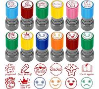 SQAQS 12PCS Francobolli per Insegnanti, per Insegnanti, Francobolli Fotosensibili, Francobolli per L'Istruzione, Timbri Scolastici con Scatola per Incoraggiare Gli, Timbri per Bambini