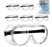 SQAQS 6pcs Occhiali di Sicurezza, Occhiali Protettivi Trasparenti Regolabili, Alta Definizione e Antiappannamento, Confezione Completamente Chiusa, Proteggono da Schizzi di Liquidi, per Laboratorio
