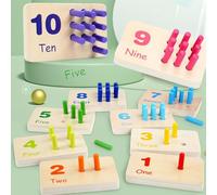 SQAQS Giochi Montessori in Legno, Ci Sono Diversi Modelli sul Retro, Giochi Montessori 3-6 Anni Giochi in Legno Giocattoli, Giocattoli Matematici per Il Conteggio, Numeri Giocattolo Educativo