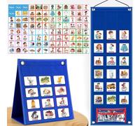 SQAQS Orario Visivo Grafico Giornaliero Routine per Bambini, Routine Piano Bambini Giornaliera con 96 Carte, Agenda Visiva Bambini Autismo Libro, Calendario Didattico Inglese, Scuola Domestica(Blu)