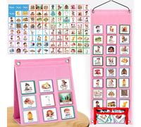 SQAQS Orario Visivo Grafico Giornaliero Routine per Bambini, Routine Piano Bambini Giornaliera con 96 Carte, Agenda Visiva Bambini Autismo Libro, Calendario Didattico Inglese, Scuola Domestica(Nero)