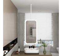SQELERON Specchio a soffitto a LED, Specchio da Bagno Quadrato sospeso con 3 Colori e luci dimmerabili, Adatto per casa o Hotel (Bianco, 40x70 cm)