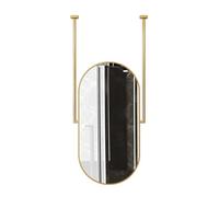 SQELERON Specchio Ovale a Sospensione con Cornice in Metallo, Ideale per la casa o l'hotel, Trasparente e Pratico (Oro, 60x110 cm)