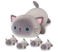 SQEQE Siamese Cat Plushies Animals Stuffed with 4 Babies, Carino Siamese Cat Plush Pillow Soft Toy Birthday Gifts for Girls Boys