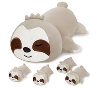 SQEQE Sloth Plushies Animals Stuffed with 4 Babies, Cute Sloth Plush Pillow Soft Toy Birthday Gifts for Girls Boys