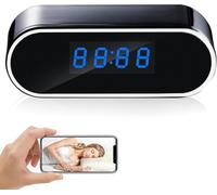 SQINGG Telecamera spia 1080P Mini telecamera di sorveglianza WiFi -interno 150° orologio telecamera nascosta spia a distanza discreta supporto visione notturna e rilevamento del movimento (nero)