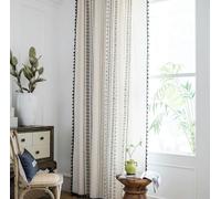 SQMSK 160-280CM Tende da Soggiorno con Nappe Nere Bohémien con Ganci Tende semitrasparenti in Lino di Cotone Tende Semi oscuranti per la casa