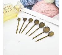 SQMSK 55 * 10-16MM 10 pz Retro Fermagli Per Capelli In Metallo Vassoio Mollette Per Capelli Vassoio Per Capelli Bobby Pin Con Vassoio Vuoto Rotondo Lunetta Impostazioni Vassoi per Capelli