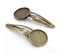 SQMSK 55 * 20MM 10 pz Argento Snap Fermagli Per Capelli Vassoio Barrettes Vassoio Capelli Bobby Pin Con Vassoio Vuoto Rotondo Lunetta impostazioni vassoi per Capelli Pin FAI DA TE