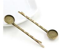 SQMSK 60 * 12MM 10 pz Argento Metallo Fermagli Per Capelli Vassoio Mollette Per Capelli Vassoio Capelli Bobby Pin Con Vassoio Vuoto Rotondo Lunetta Impostazioni Vassoi per Capelli Pin