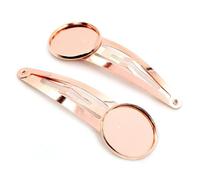 SQMSK 60 * 20MM 10 pz Oro Rosa Snap Fermagli Per Capelli Vassoio Barrettes Vassoio Capelli Bobby Pins Con Vassoio Vuoto Rotondo Lunetta Impostazioni Vassoi per Capelli Pin Fai Da Te