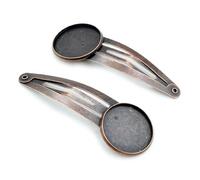 SQMSK 60 * 20MM 10 pz Oro Rosa Snap Fermagli Per Capelli Vassoio Barrettes Vassoio Capelli Bobby Pins Con Vassoio Vuoto Rotondo Lunetta Impostazioni Vassoi per Capelli Pin Fai Da Te