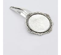 SQMSK 60 * 30MM 30pcs fermagli per capelli in metallo argento vassoio mollette per capelli vassoio per capelli forcine con vassoio vuoto impostazioni cornice rotonda vassoi per perno di capelli