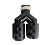 SQOFHFB Terminale di Scarico 1 Pz Universale Carbonio Fibra Coda Throat Silenziatore Lunghezza Nero Y-Formato Doppio Fuori Twill Lucido Terminale Scarico Auto(76.2mm-114mm-Right)