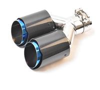 SQOFHFB Terminale di Scarico 1PC Lucido Dritto in Acciaio Inossidabile al Carbonio A Doppia Punta Lunghezza Uguale Terminale del Tubo Scarico Centrale Terminale Scarico Auto(76-101MM)