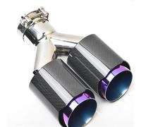 SQOFHFB Terminale di Scarico 1PC Punta Doppia in Acciaio Inossidabile al Carbonio Dritto Lucido Lunghezza Uguale Tubo Terminale Terminale Viola Centrale Punta Scarico Terminale Scarico Auto(60-89MM)