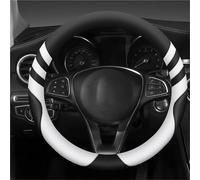 SQOFJDF Coprivolante Auto Coprivolante per Auto Universale in Pelle Resistente con Fodera Antiscivolo per Volante con Diametro 14.5"-15" Coprivolante per Auto(Bianco)