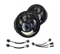 SQOFJDF Fari Moto Faro Anteriore A LED H4 4,65 Pollici per Motocicletta per FXDF per Dyna per Fat per Bob per Fari Doppi da 4,5" con Luci Diurne A LED Fari Moto LED(Black with DRL B)