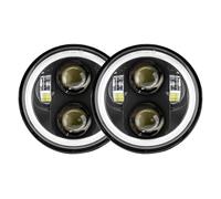 SQOFJDF Fari Moto Proiettore Faro A LED da 5,75 Pollici da 2 Pezzi per Triumph per Rocket III 3 per Speed Triple per Street Triple, Faro da 5 3/4". Fari Moto LED(40W Halo Black)