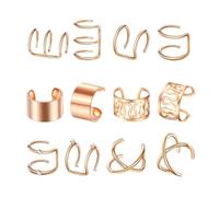 SQOYEI 12 Pezzi Discoteca Orecchini Senza Buco per I Viaggi, Festa Riutilizzabile Ear Cuff Facile Da Indossare Orecchini a Clip per Cheongsam(Pink 12PCS)
