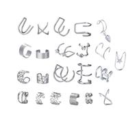 SQOYEI 17/22 Pezzi Forma a C Fake Piercing Ear Cuff per La Festa In Spiaggia, Servizio Fotografico Cartilagine Orecchini a Clip Unisex Orecchini Senza Buco Leggero(Silver 22PCS)