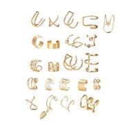 SQOYEI 17/22 Pezzi Forma a C Fake Piercing Ear Cuff per La Festa In Spiaggia, Servizio Fotografico Cartilagine Orecchini a Clip Unisex Orecchini Senza Buco Leggero(Gold 22PCS)