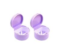 SQOYEI 2 Pezzi Design Doppio Strato Porta Apparecchio Denti Custodia per Apparecchi Ortodontici Invisibili, Ventilazione Porta Bite Dentale per i Viaggi, con Cestello di Scarico(Purple)