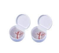 SQOYEI 2 Pezzi Design Doppio Strato Porta Apparecchio Denti Custodia per Apparecchi Ortodontici Invisibili, Ventilazione Porta Bite Dentale per i Viaggi, con Cestello di Scarico(Bianca)
