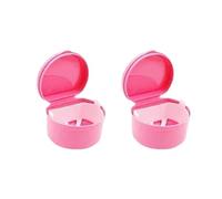 SQOYEI 2 Pezzi Design Doppio Strato Porta Apparecchio Denti Custodia per Apparecchi Ortodontici Invisibili, Ventilazione Porta Bite Dentale per i Viaggi, con Cestello di Scarico(Pink)