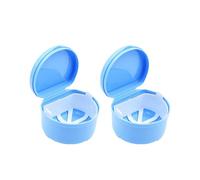 SQOYEI 2 Pezzi Design Doppio Strato Porta Apparecchio Denti Custodia per Apparecchi Ortodontici Invisibili, Ventilazione Porta Bite Dentale per i Viaggi, con Cestello di Scarico(Dark Blue)