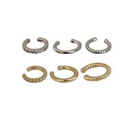 SQOYEI 3/6 Pezzi Semplice Cartilagine Orecchini Senza Buco Donna con Diamanti, Brillante Fake Piercing Ear Cuff per Halloween, Carnevale Orecchini Clip(Sets)